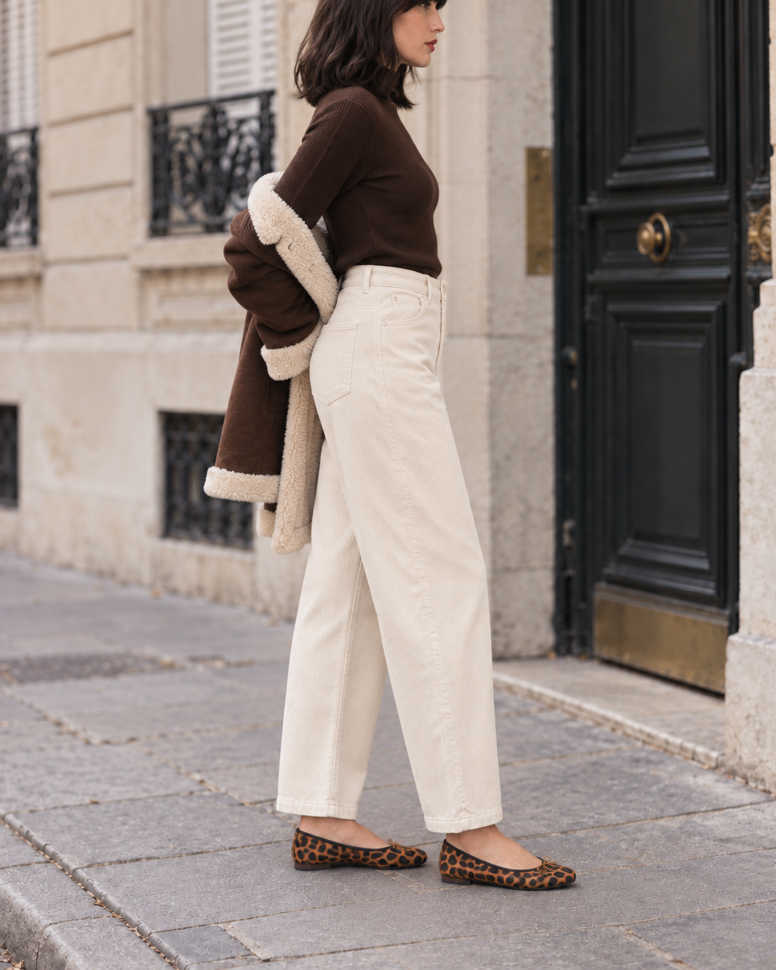 Pantalon Solène en velours côtelé – beige – Beautiful Shop