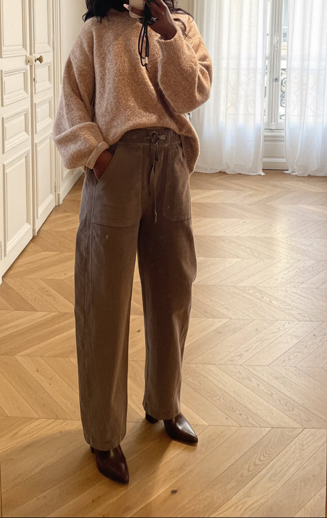 pantalon velours femme, pantalon décontracté coton, pantalon taille élastique, pantalon automne hiver femme, pantalon casual chic