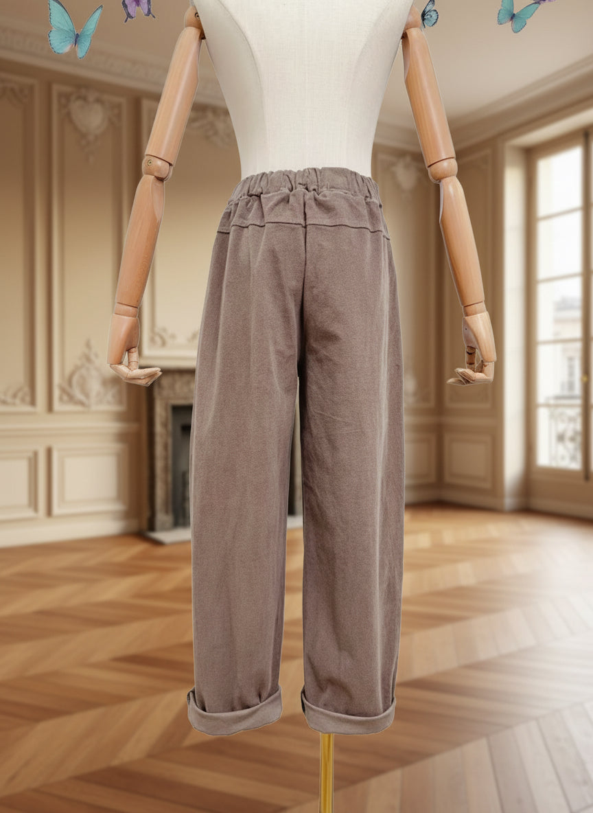 pantalon velours femme, pantalon décontracté coton, pantalon taille élastique, pantalon automne hiver femme, pantalon casual chic