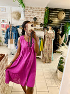 Petite Robe Ample en Coton mauve - beautifulshop