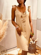 Petite robe fluide beige - beautifulshop