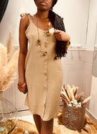 Petite robe fluide beige - beautifulshop