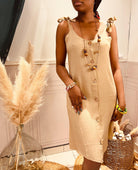 Petite robe fluide beige - beautifulshop