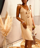 Petite robe fluide beige - beautifulshop
