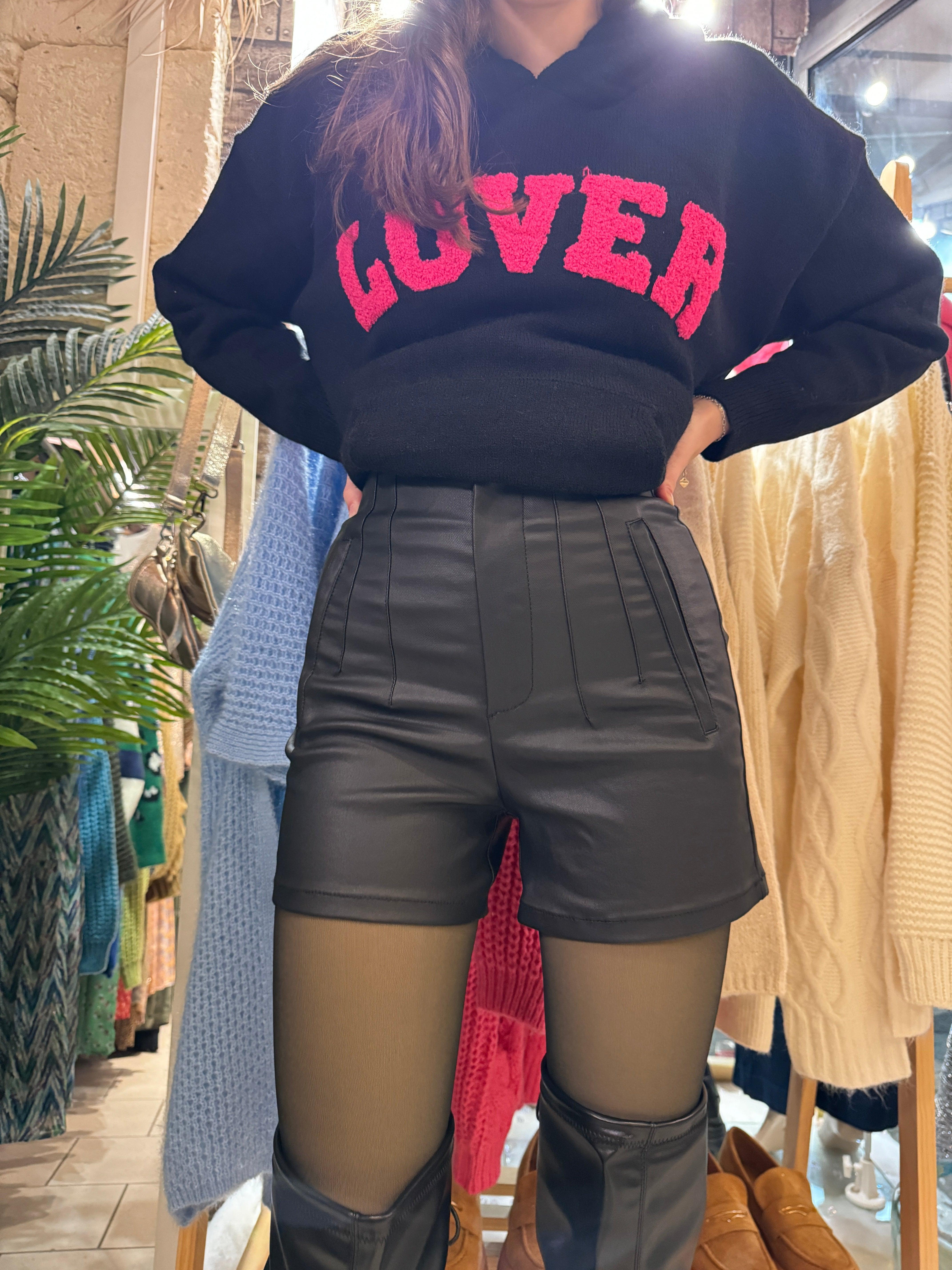 Produit: Short en Similicuir Noir - beautifulshop