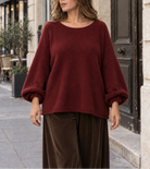 Pull Alba loose grande taille – rouge bordeaux – Beautiful Shop