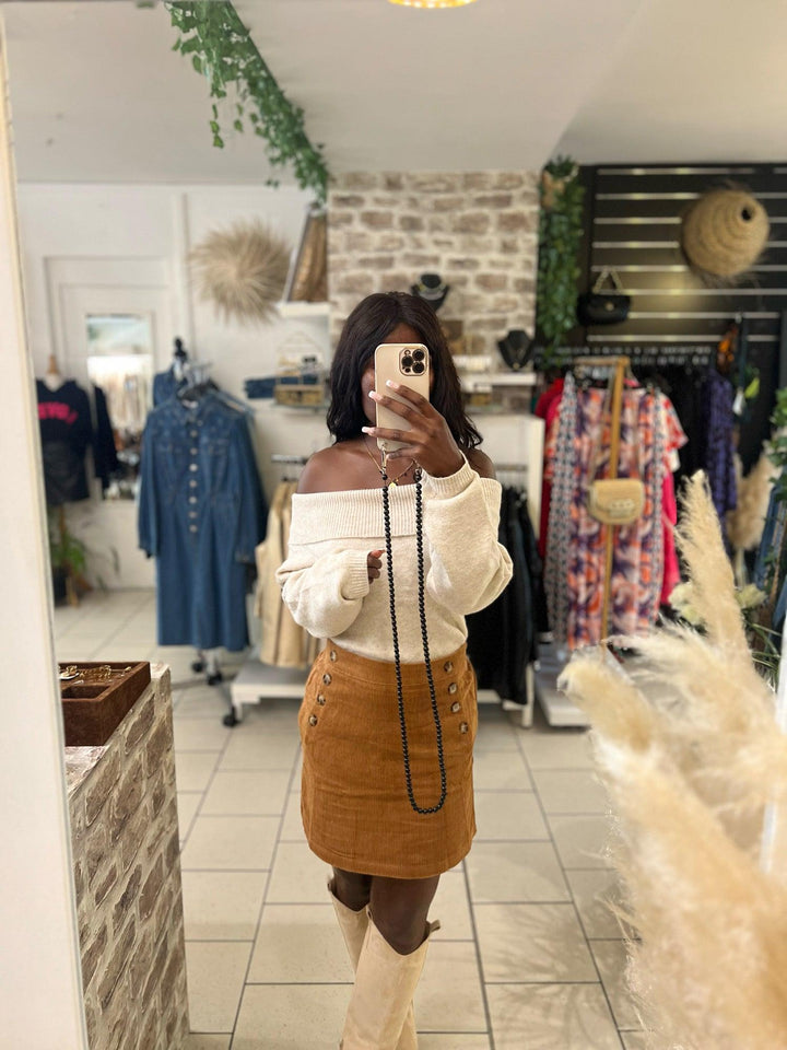 Pull Beige à Col Bateau - beautifulshop
