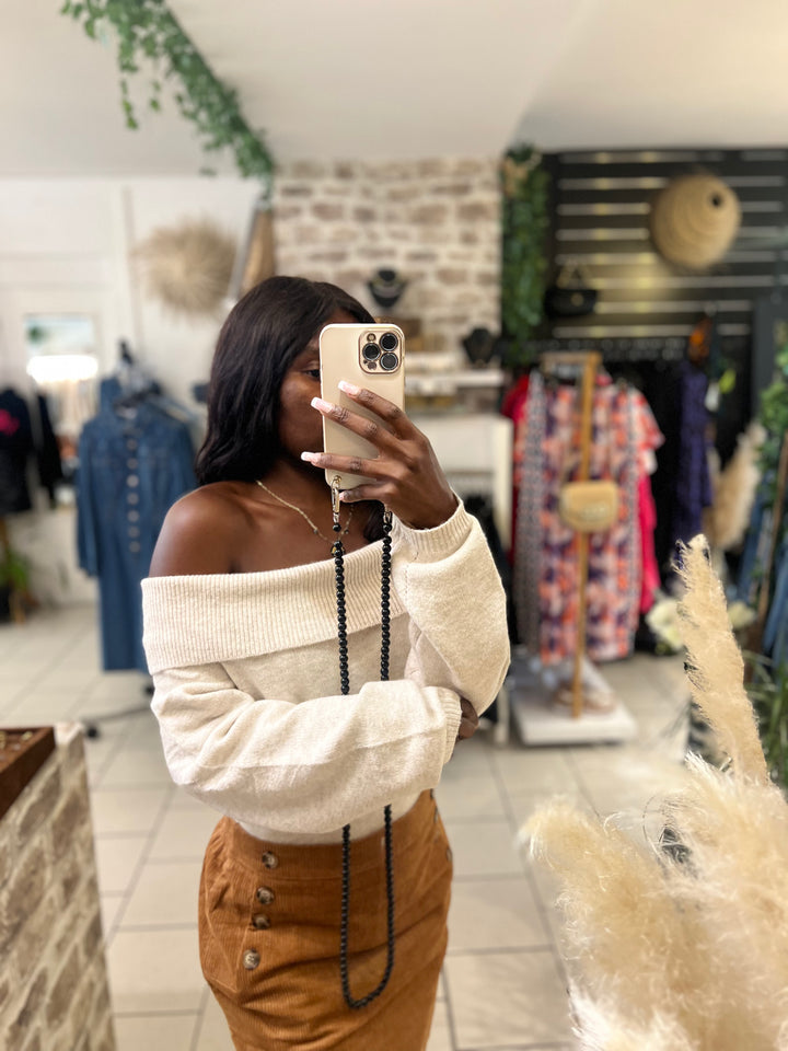 Pull Beige à Col Bateau - beautifulshop