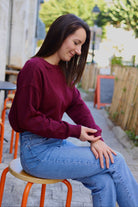 Pull bordeaux à col rond – Beautiful Shop