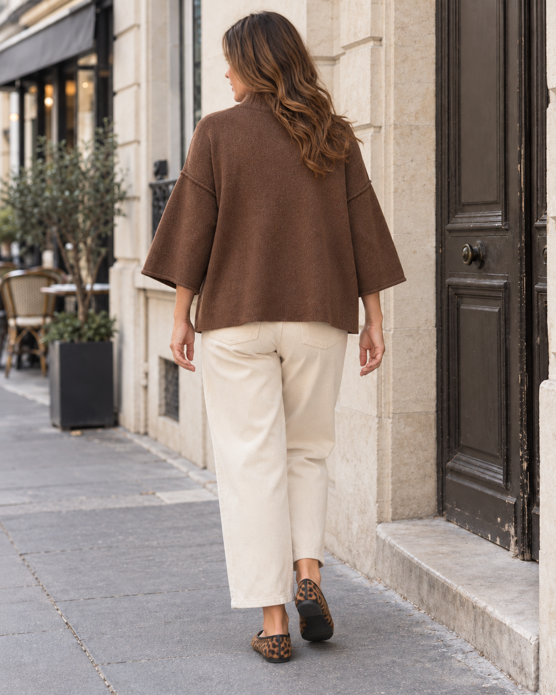 Pull loose Diane grande taille – marron – Beautiful Shop