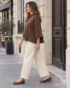 Pull loose Diane grande taille – marron – Beautiful Shop