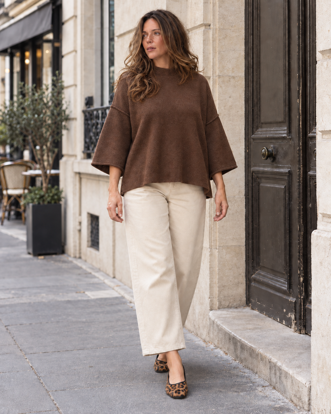 Pull loose Diane grande taille – marron – Beautiful Shop