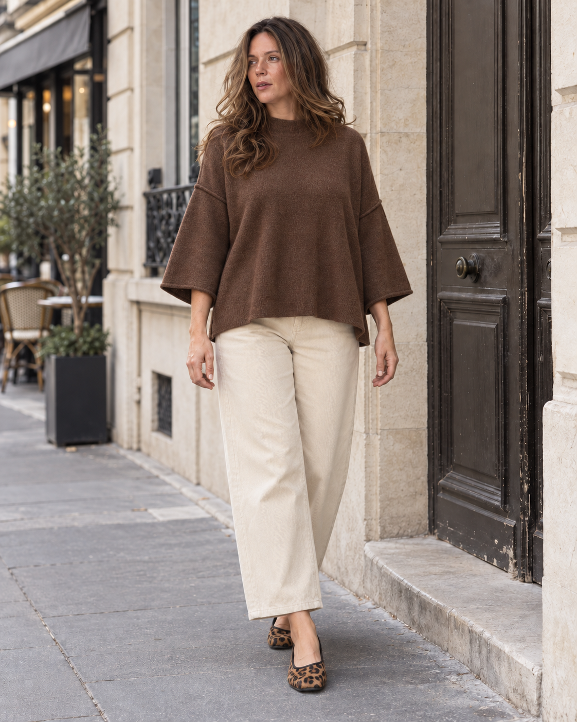 Pull loose Diane grande taille – marron – Beautiful Shop