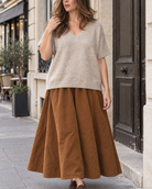 Pull poncho Malia col v – beige – Beautiful Shop