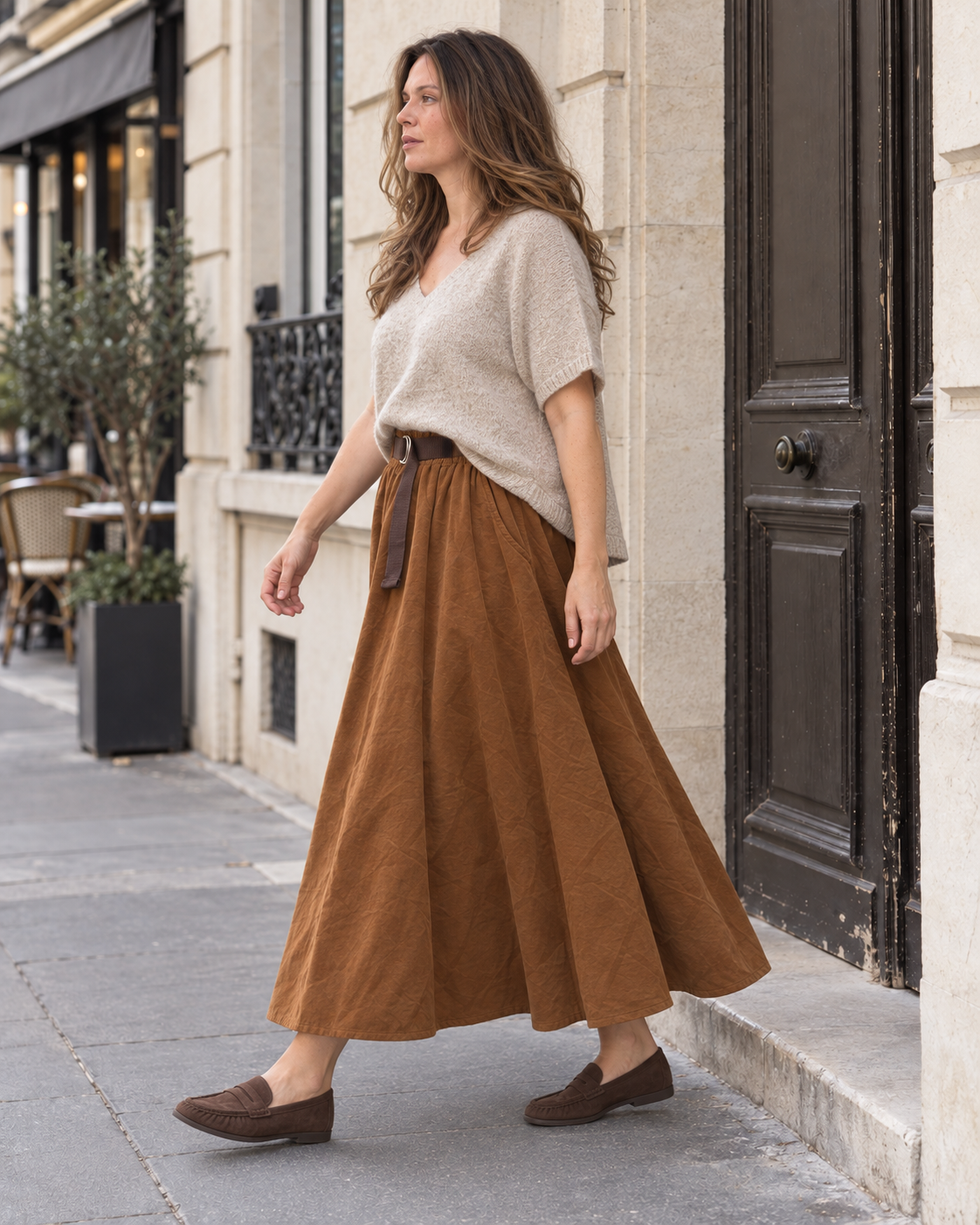 Pull poncho Malia col v – beige – Beautiful Shop