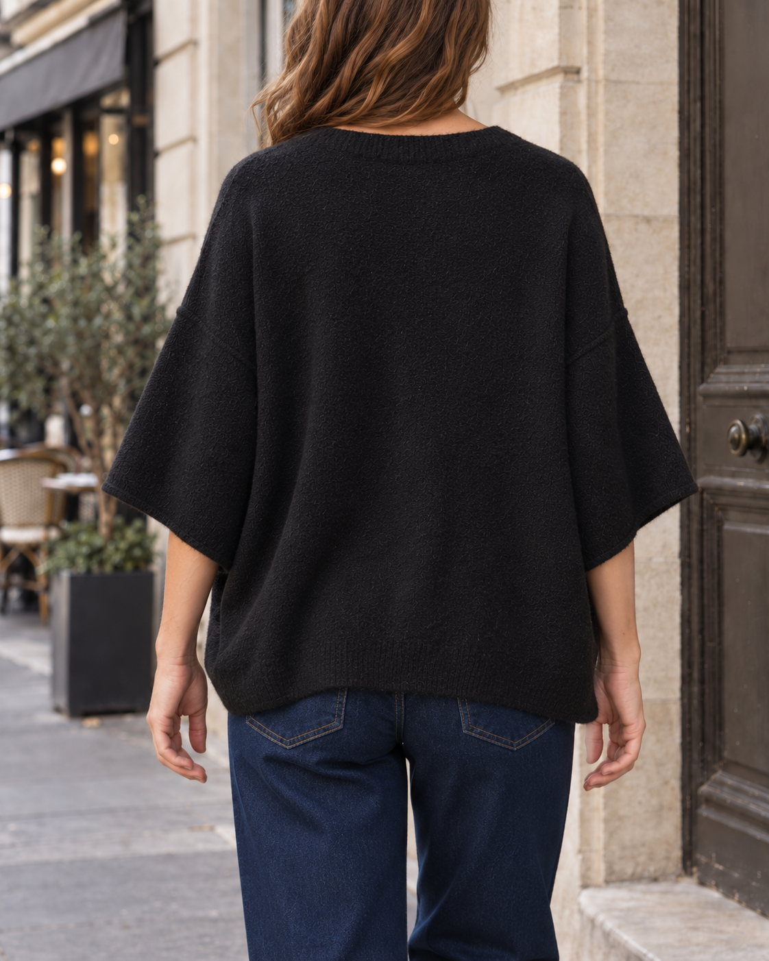 Pull poncho Olivia fluide – noir – Beautiful Shop
