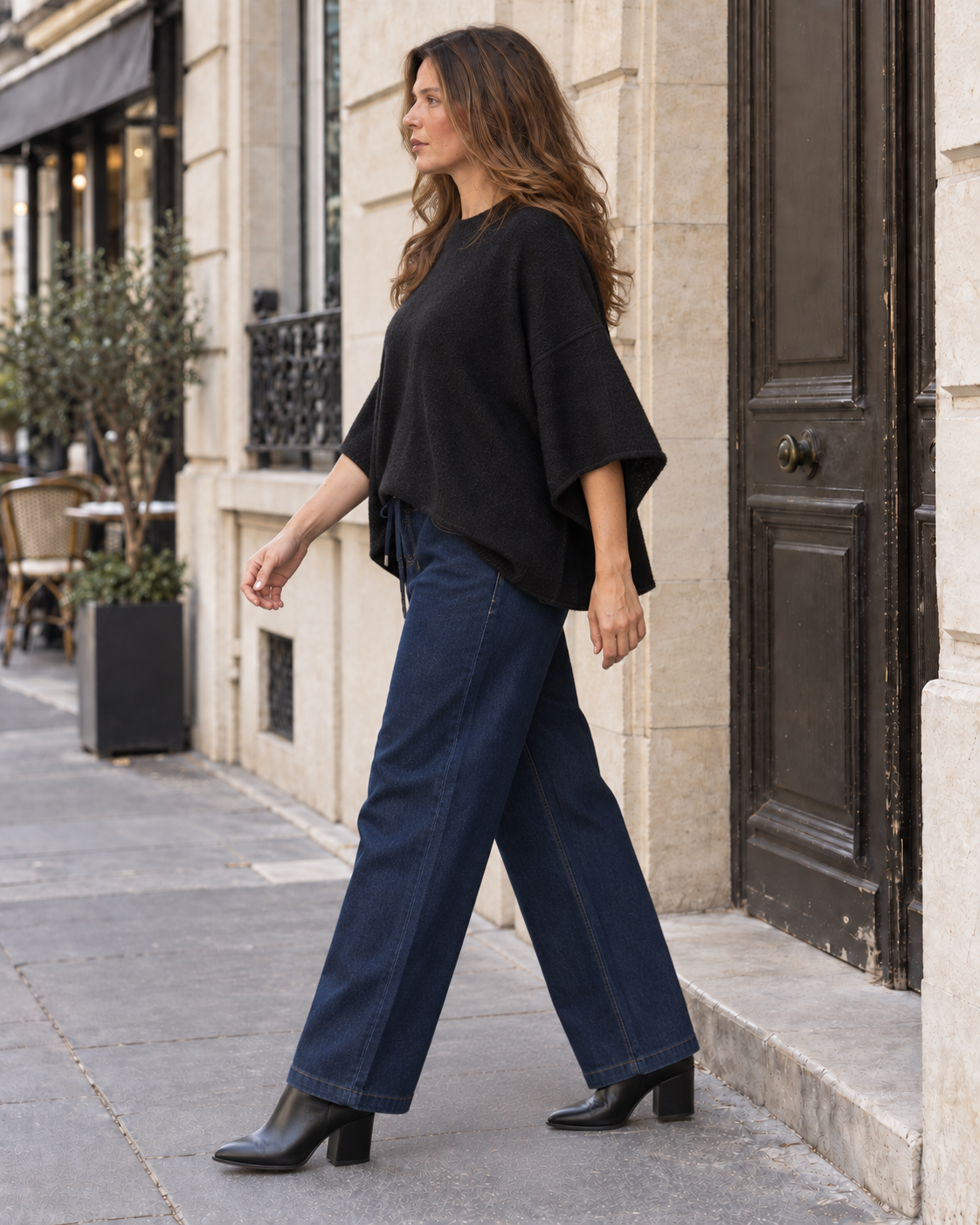Pull poncho Olivia fluide – noir – Beautiful Shop