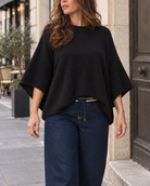 Pull poncho Olivia fluide – noir – Beautiful Shop