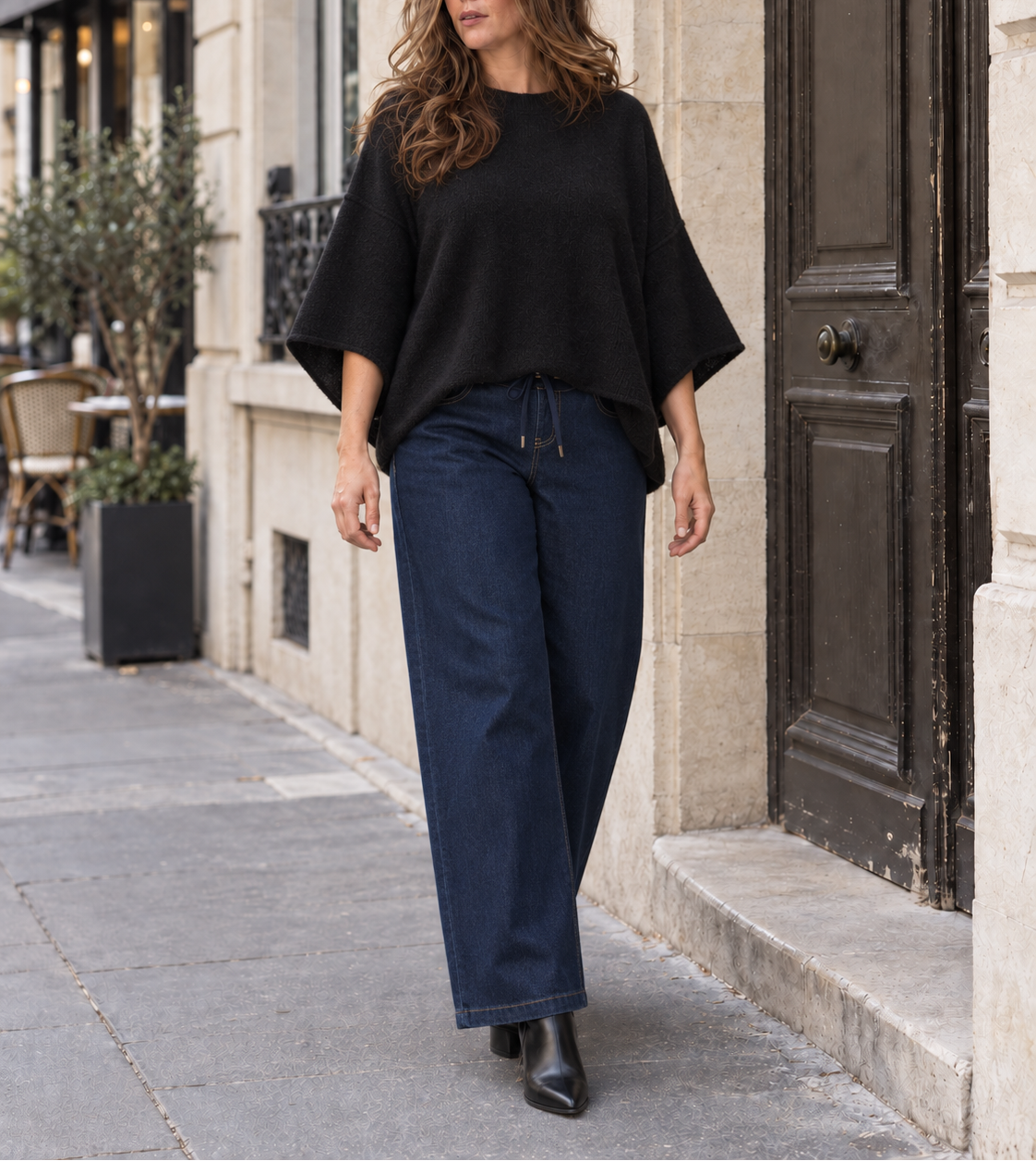 Pull poncho Olivia fluide – noir – Beautiful Shop