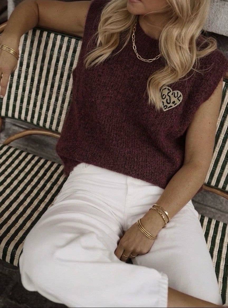 Pull sans manches Léonie – rouge bordeaux – Beautiful Shop