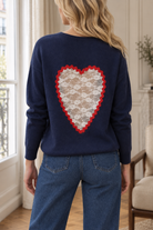 Pull Valentine bleu marine à cœur en dentelle – Beautiful Shop