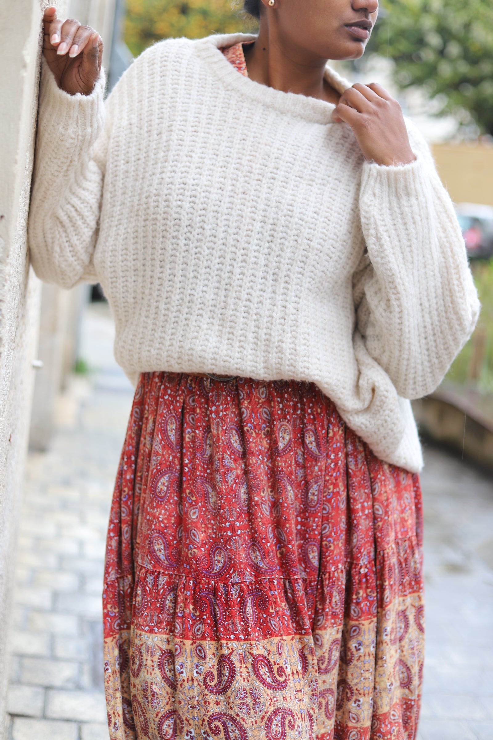 pull beige femme, pull ample hiver, pull made in italy, pull chaud col rond, pull maille loose, pull cocooning femme