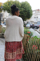 pull beige femme, pull ample hiver, pull made in italy, pull chaud col rond, pull maille loose, pull cocooning femme