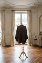 pull chocolat femme, pull oversize maille, pull manches bouffantes, pull col montant hiver, pull chaud italien, pull ample automne hiver, maille douce femme