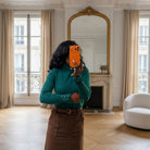 pull doux col montant vert-beautifulshop