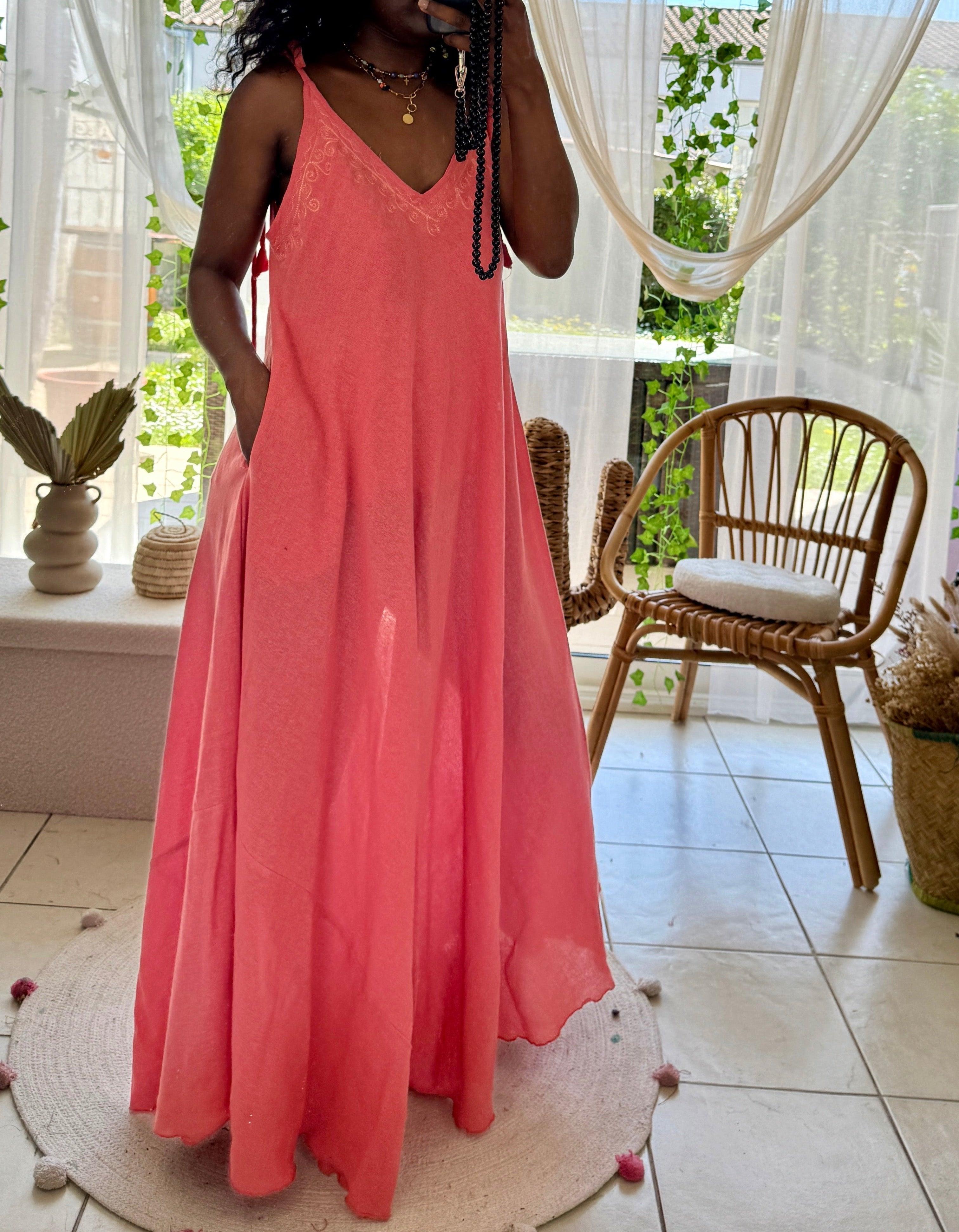 Robe Ample à Bretelles Réglables avec Noeud - beautifulshop