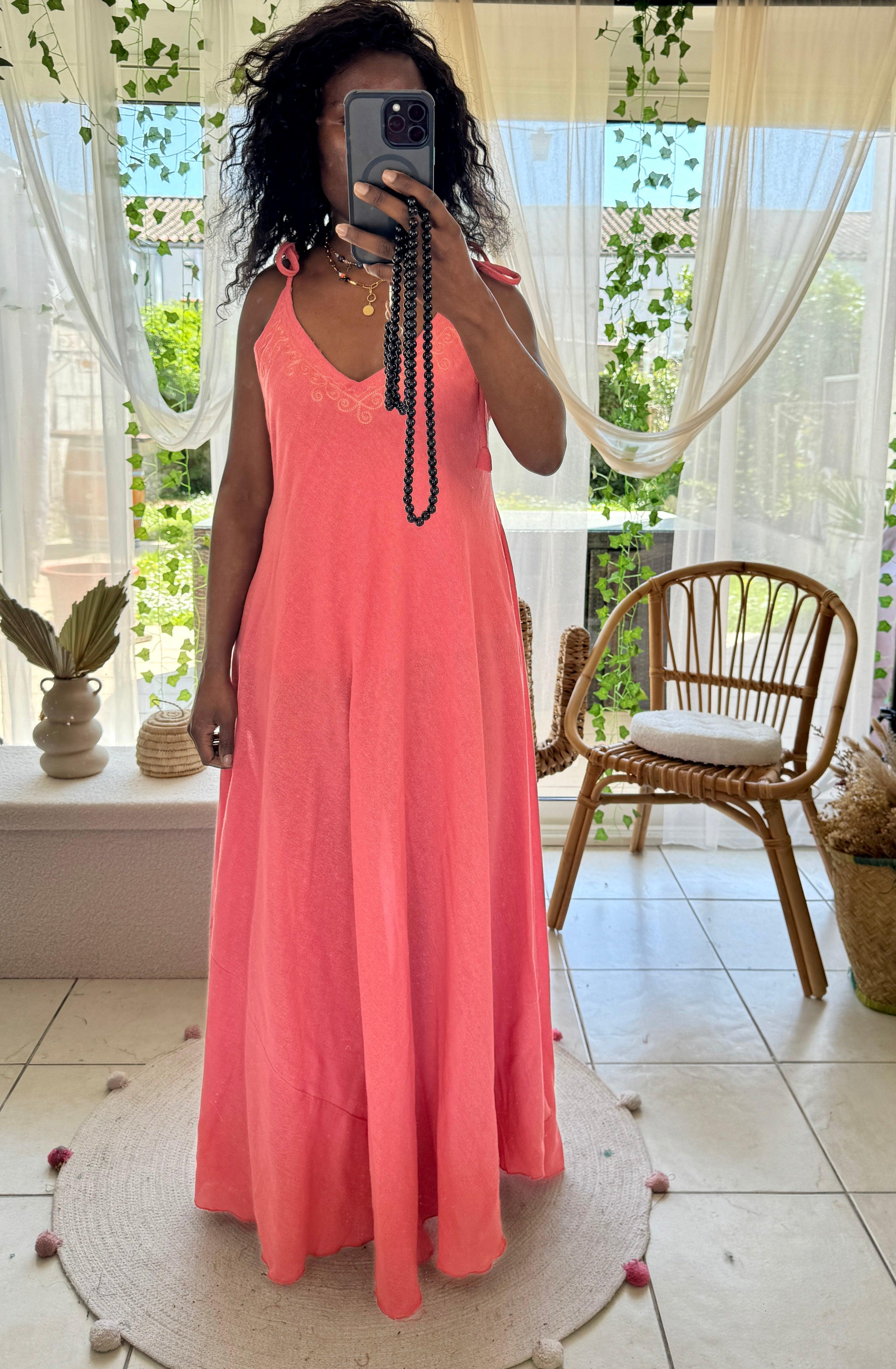 Robe Ample à Bretelles Réglables avec Noeud - beautifulshop