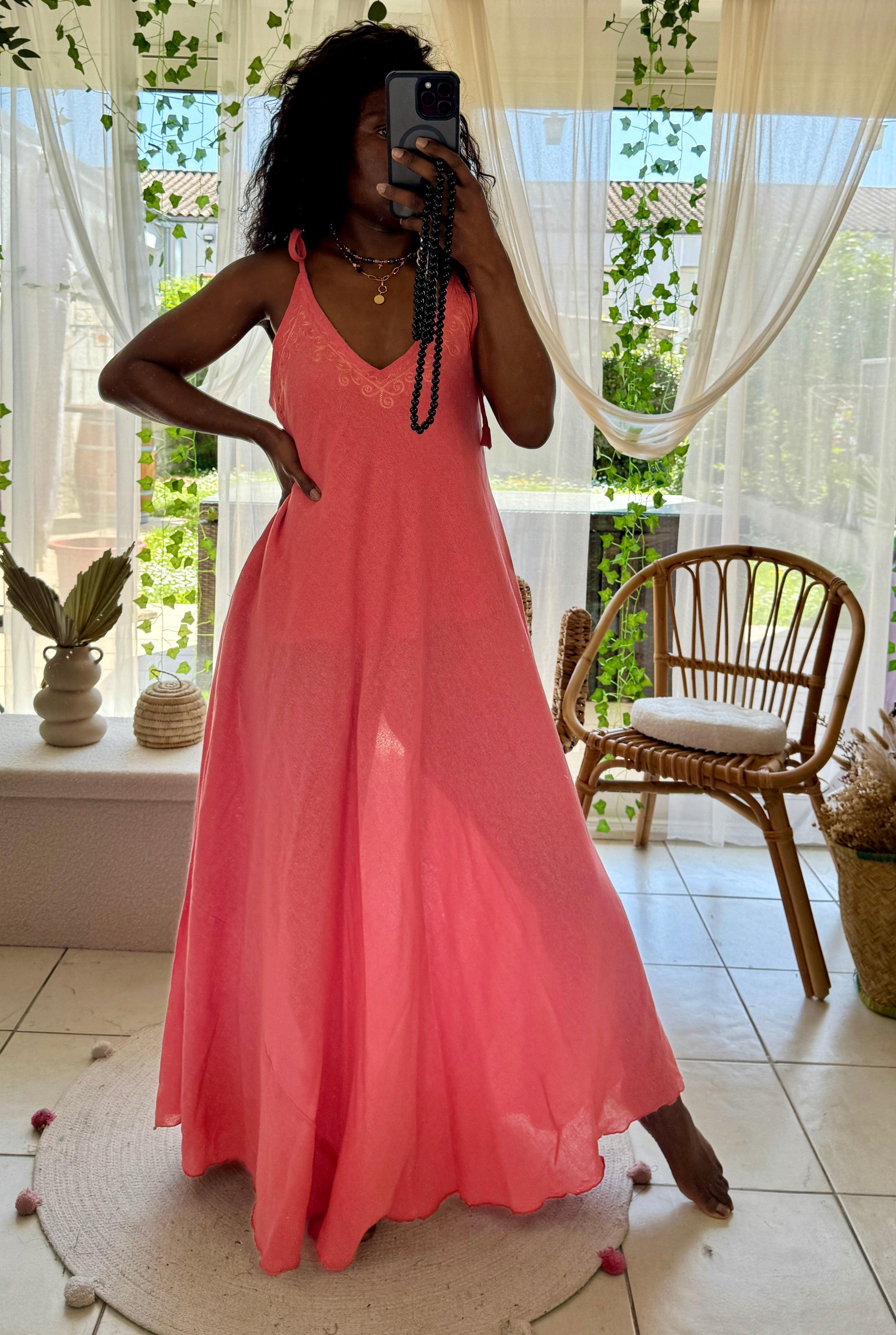 Robe Ample à Bretelles Réglables avec Noeud - beautifulshop