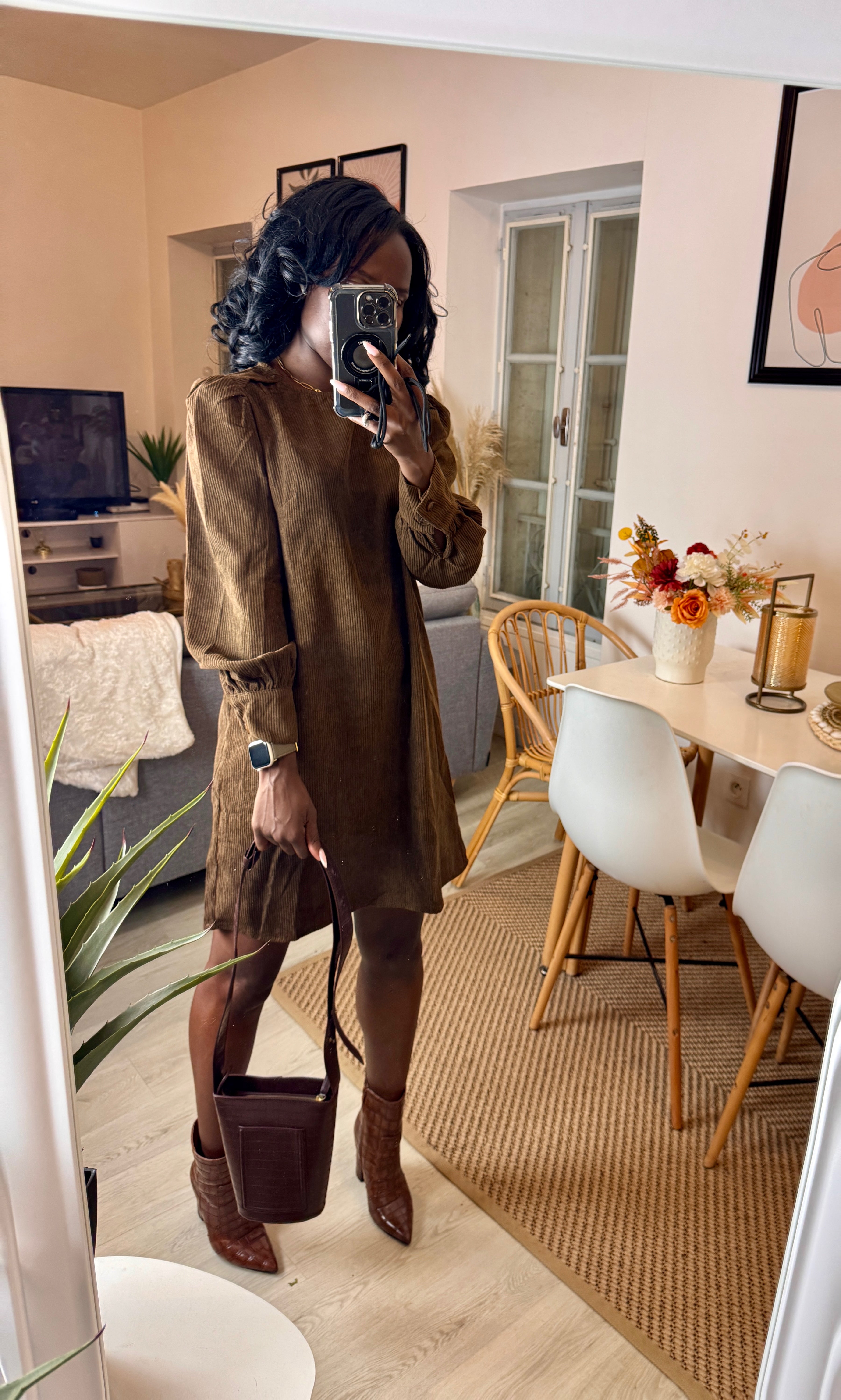 Robe courte chocolat à ceinture amovible – Beautiful Shop
