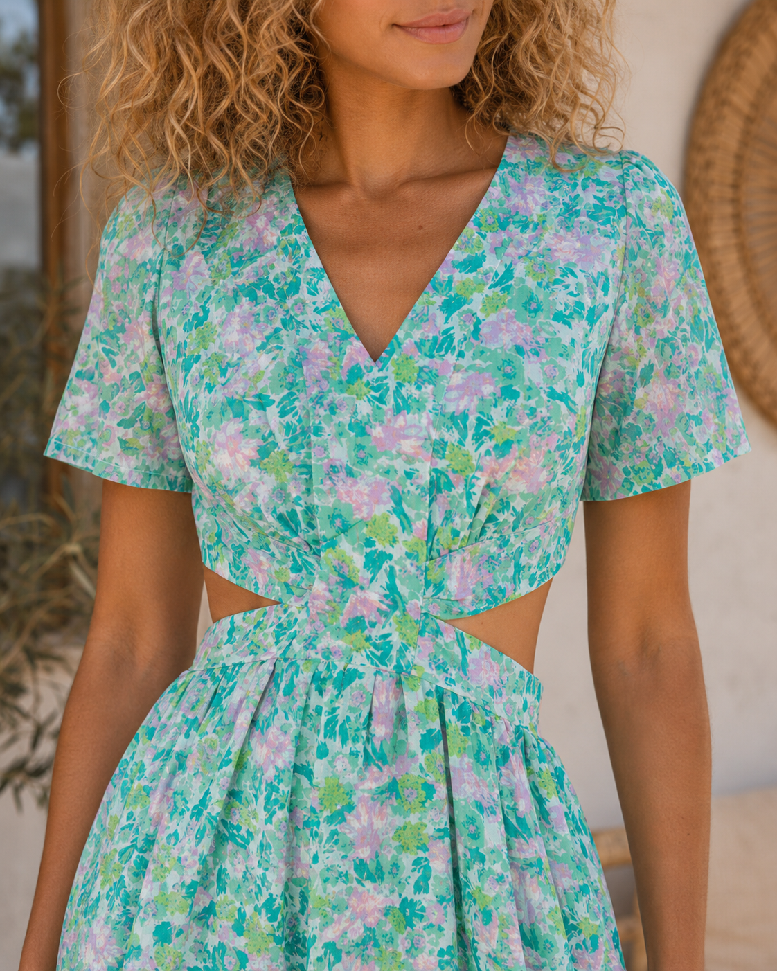  robe-courte-florale-dos-ouvert-vert-eau