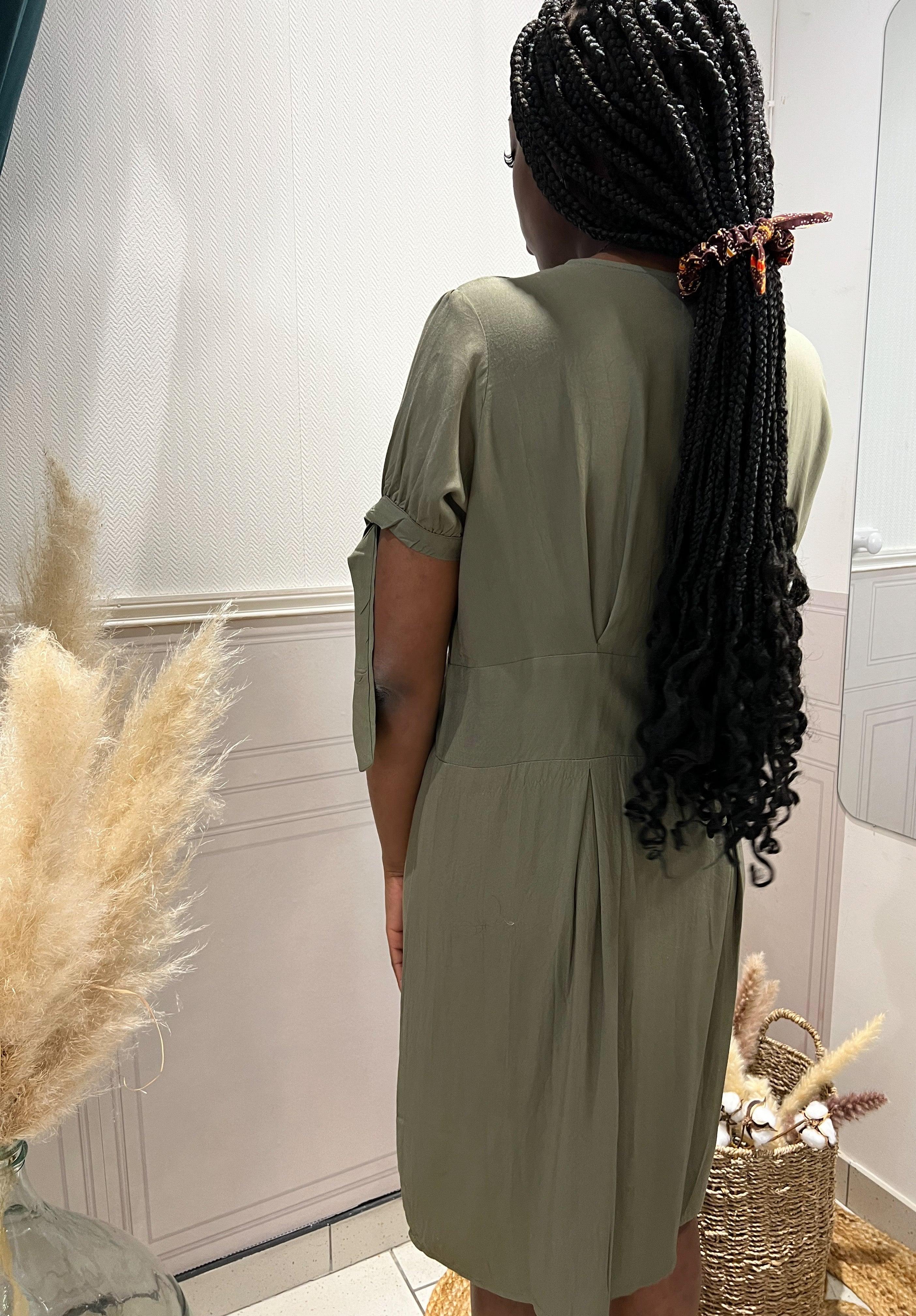 Robe courte kaki bohème - beautifulshop