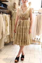 Robe Évasée en Coton Beige Délavé - beautifulshop