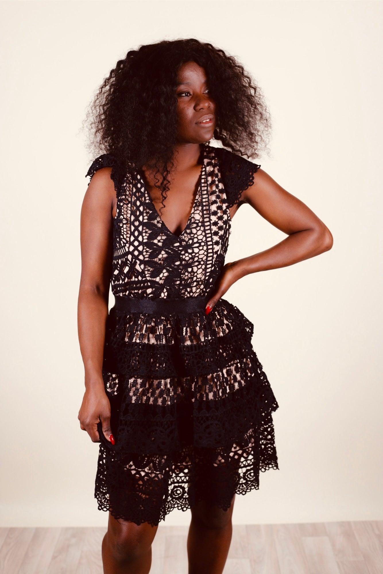 Robe évasée en dentelle - beautifulshop