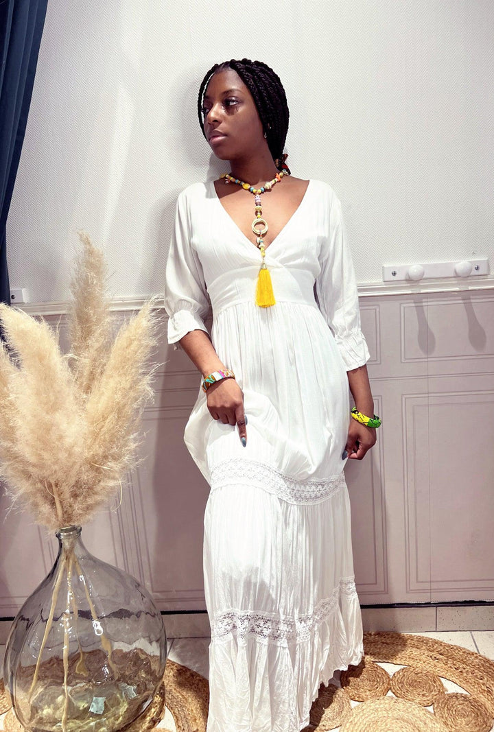 Robe longue bohème blanche - beautifulshop