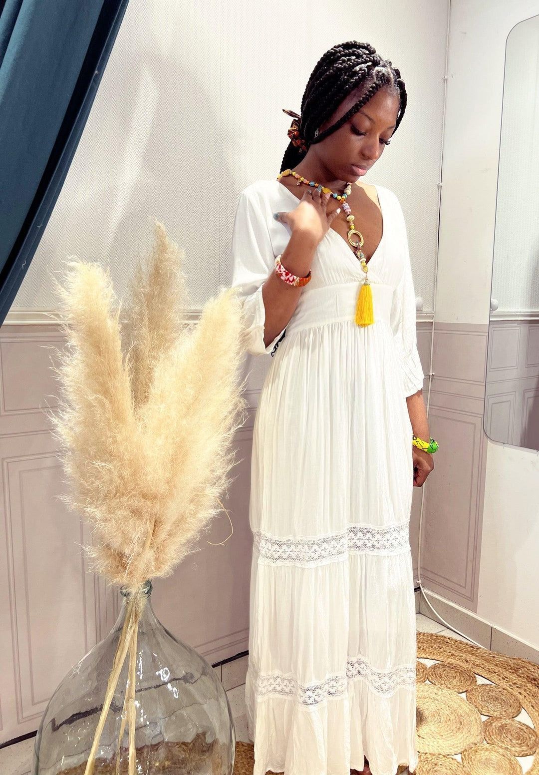 Robe longue bohème blanche - beautifulshop