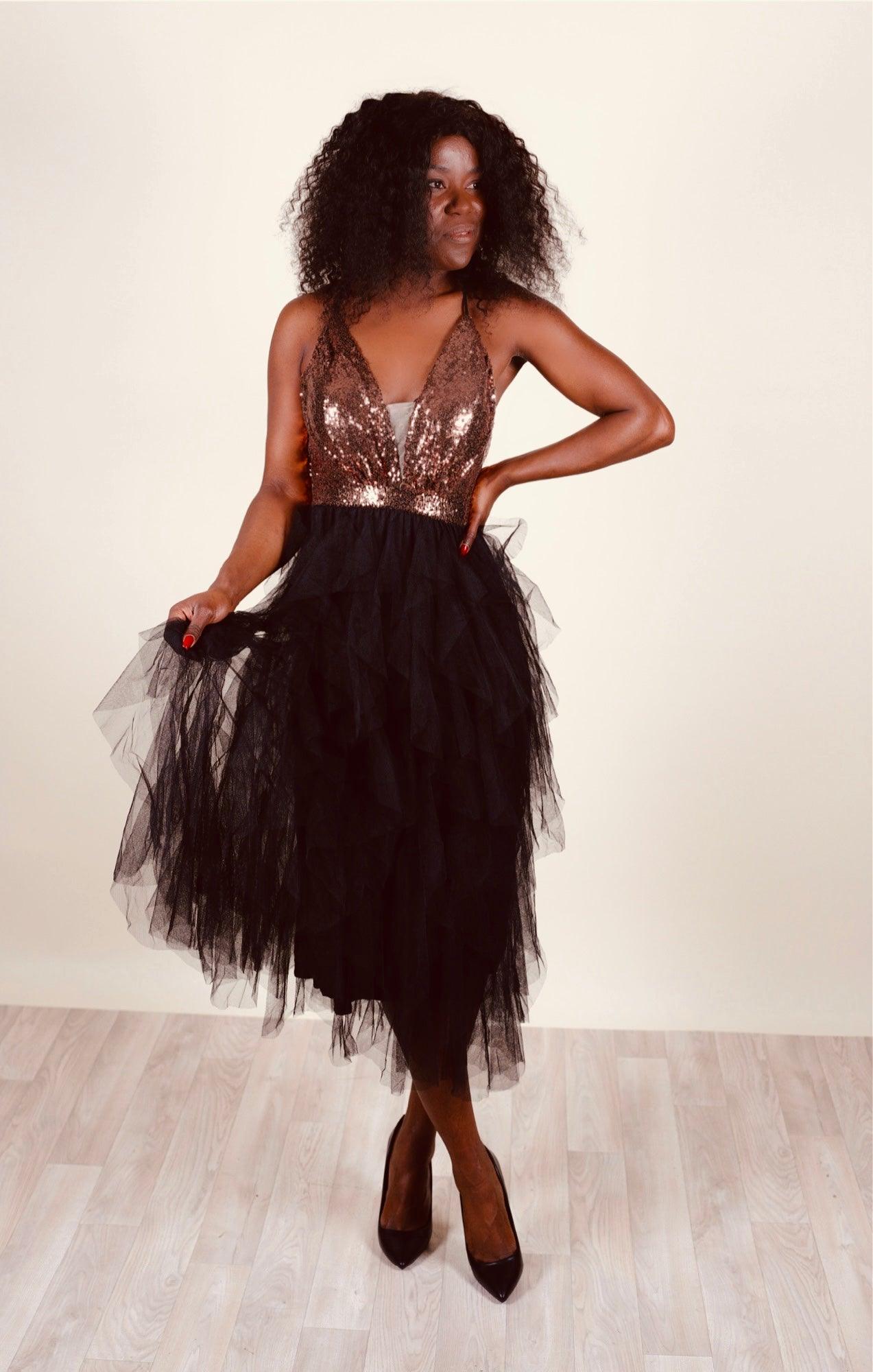 Robe longue fashion en tulle