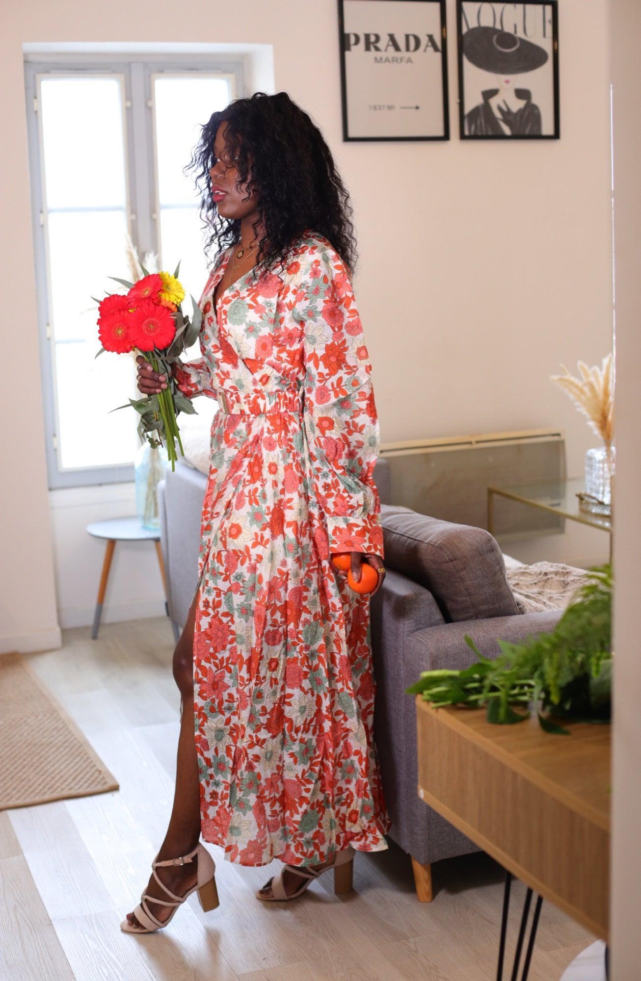 Evas Robe Longue Fluide Imprimée Robe Longue Fleurie Robe Fluide