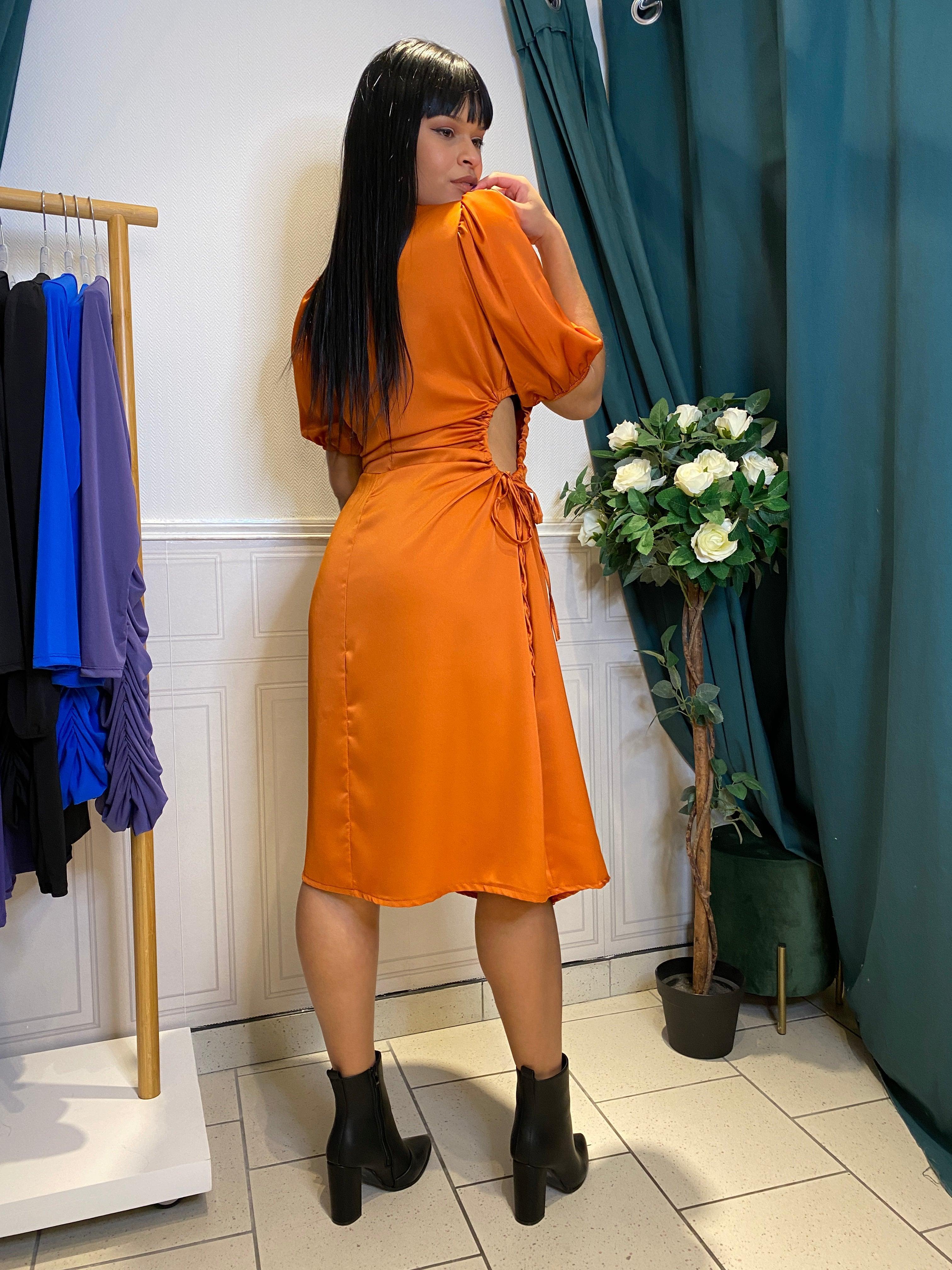 Robe Satin Avec Noeud - beautifulshop