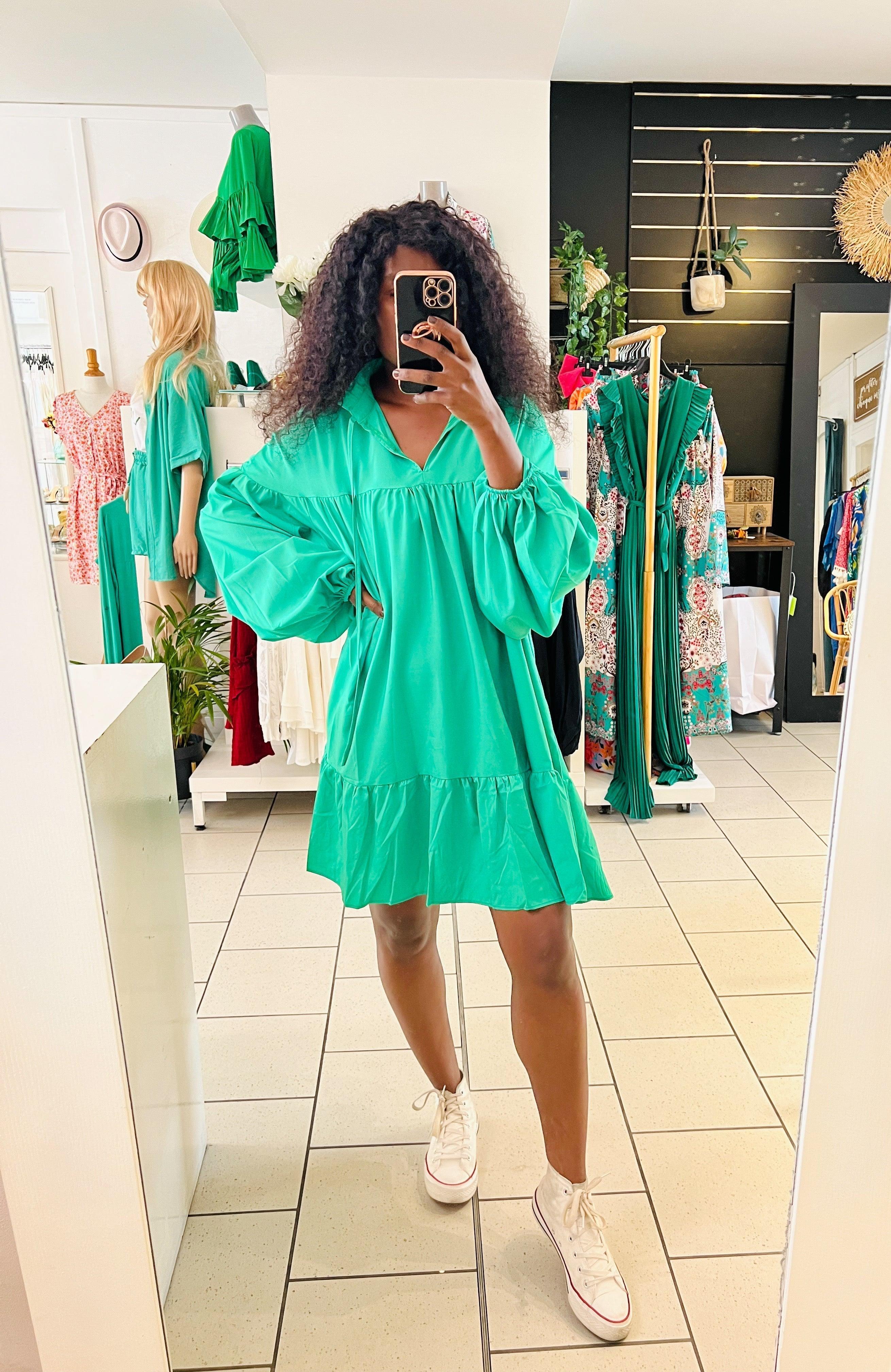 Robe vaporeuse verte - beautifulshop