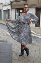 robe imprimée noire et blanche, robe bohème chic