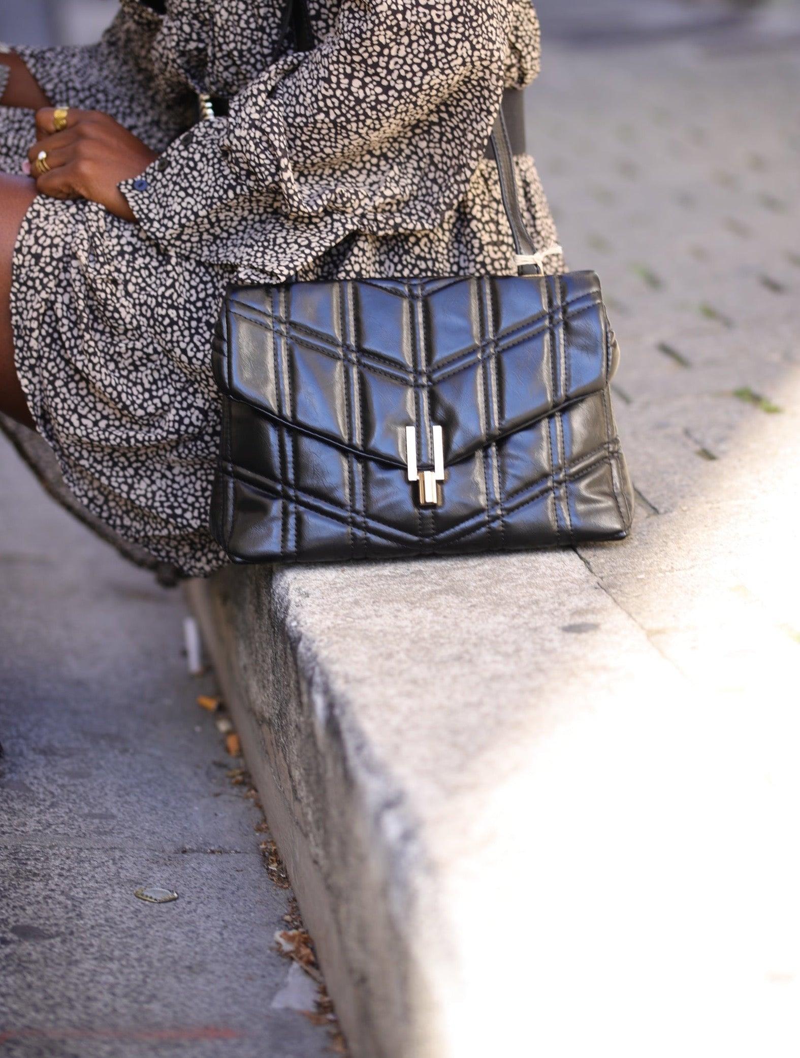 Sac à main noir matelassé - beautifulshop