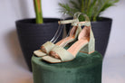 Sandales talons carré vert - beautifulshop