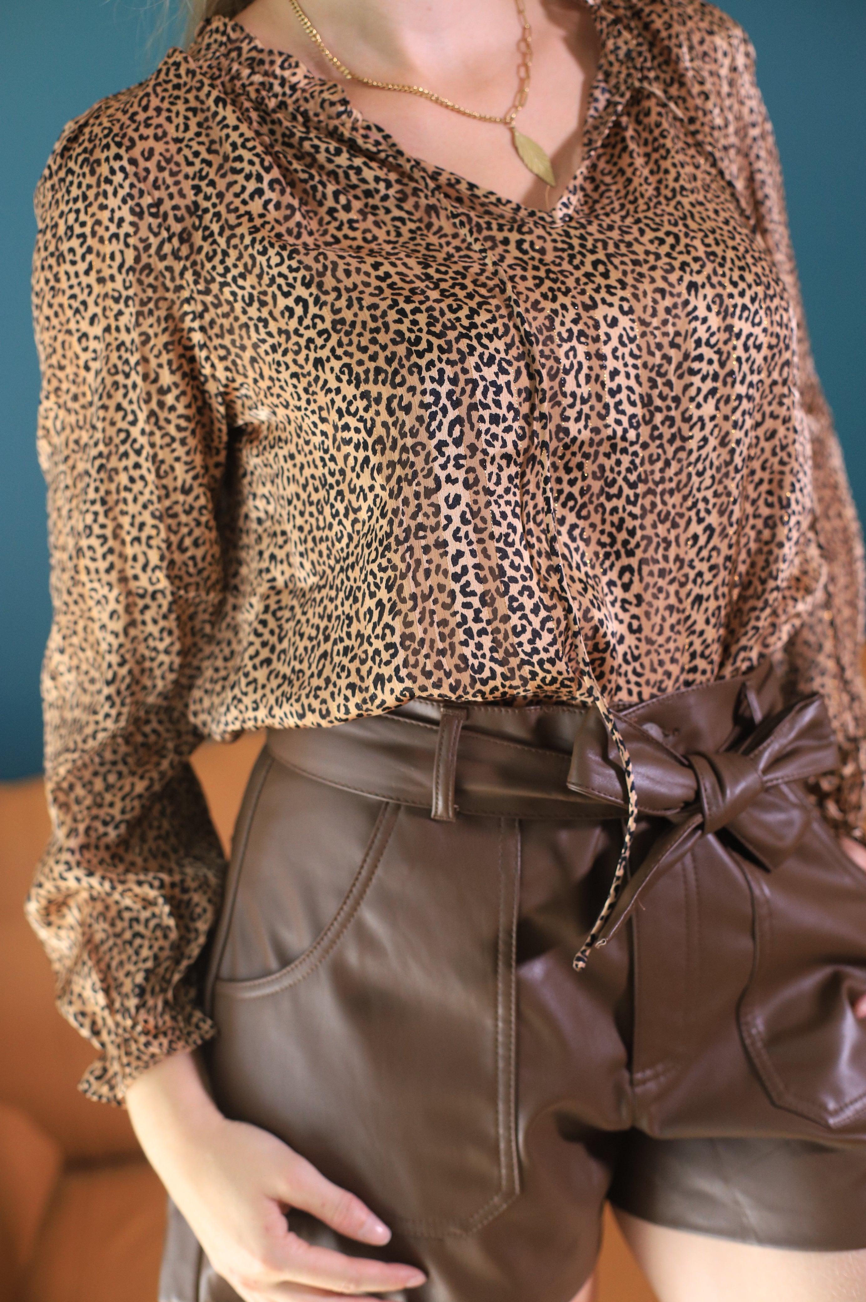 Short en Simili Cuir Chocolat à Taille Haute - beautifulshop