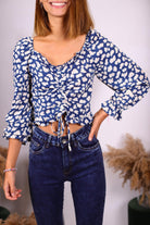 Top à fleur bleu - beautifulshop