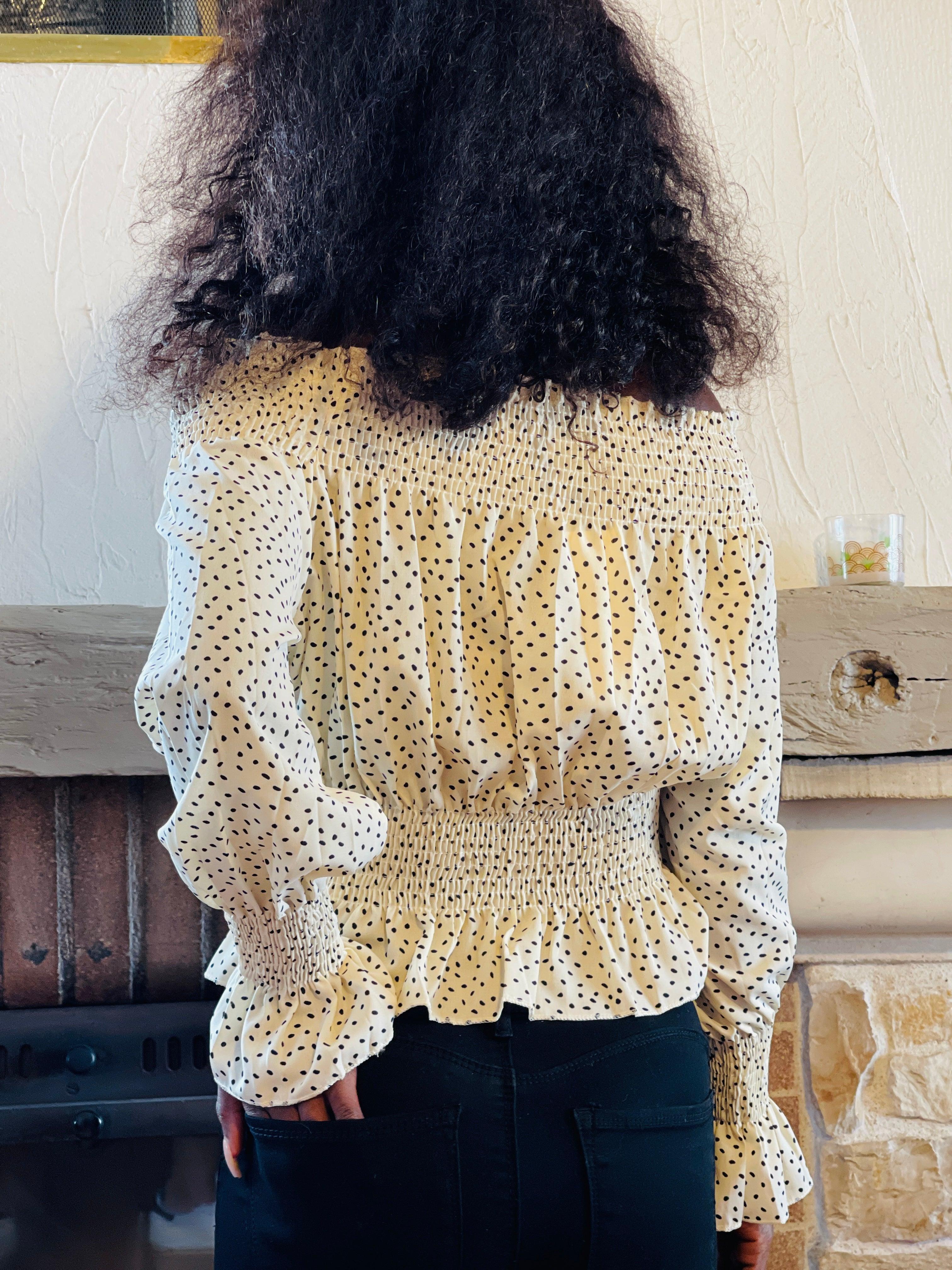 Top à pois beige - beautifulshop