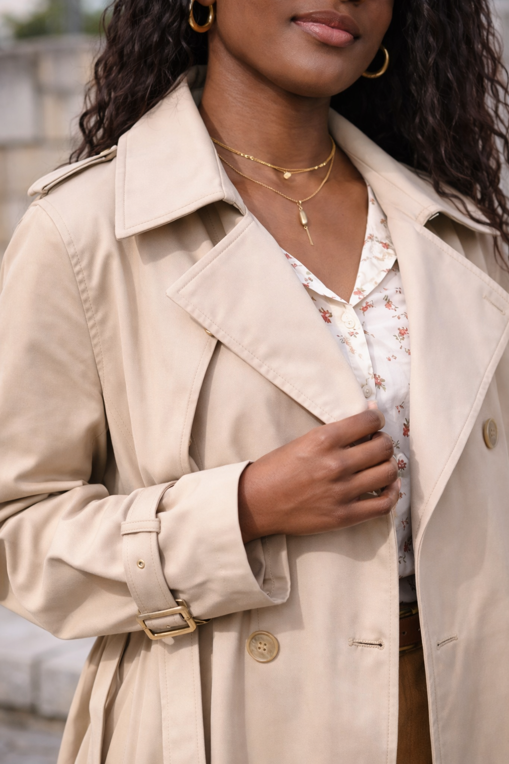Trench beige ample à ceinture – Beautiful Shop